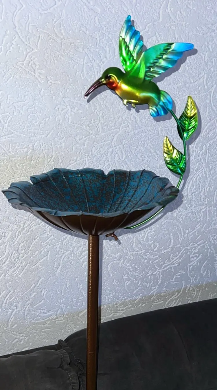 Garden Birdbath Sturdy Iron Outdoor Bird Bath for Outside Vintage Standing Birdbath Bowl for Outdoor Garden Patio Yard photo review