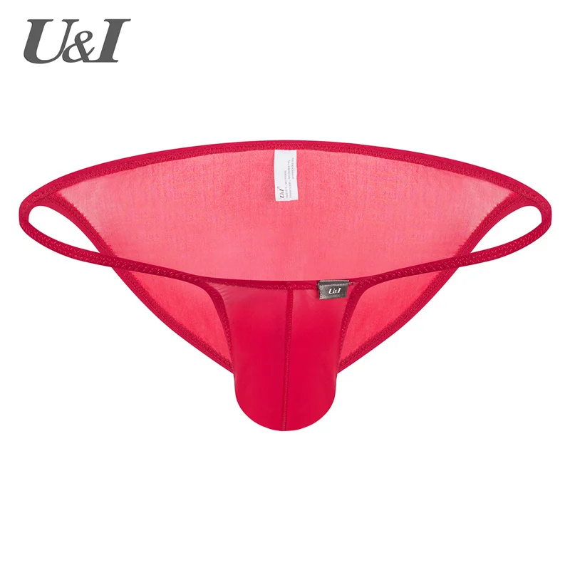 U&I Men's Sexy Briefs Trend Personality Ultra-thin Transparent Ice Nylon Low Waist Bump Capsule Lover Gift