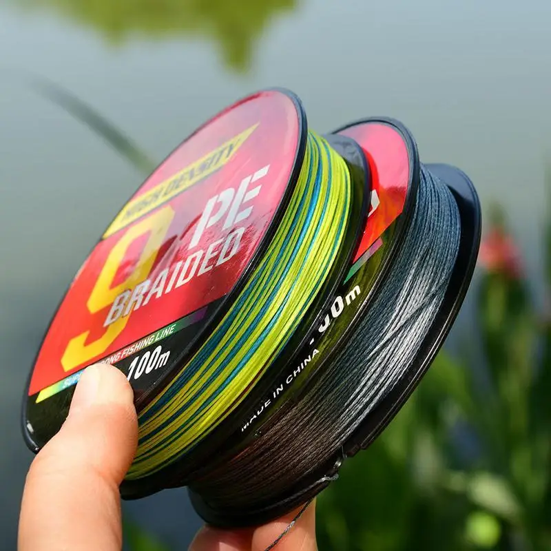 خط صيد مجدول من البولي ايثيلين بطول 100 متر، خط رئيسي مقاوم للتآكل