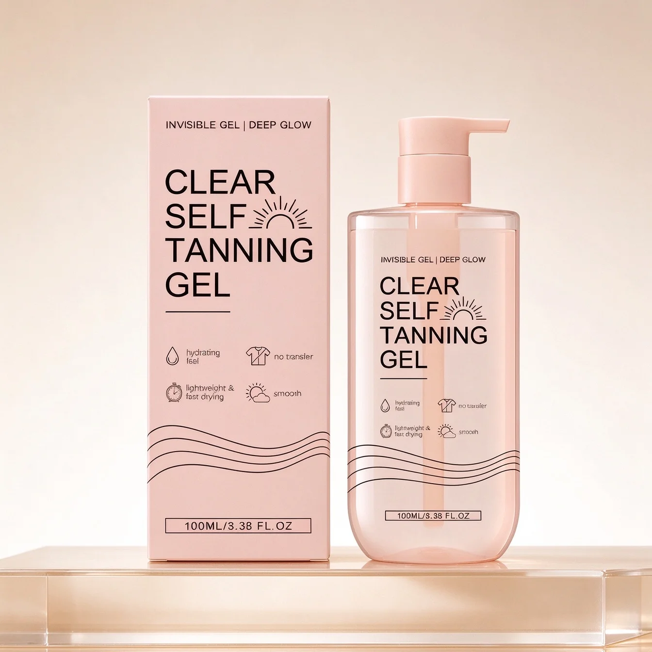 Clear Self Tanning Gel Hydrating Moisturizing Fast‑drying No‑staining Lightweight Non‑greasy Sun‑kissed Finish Clear Tanning Gel