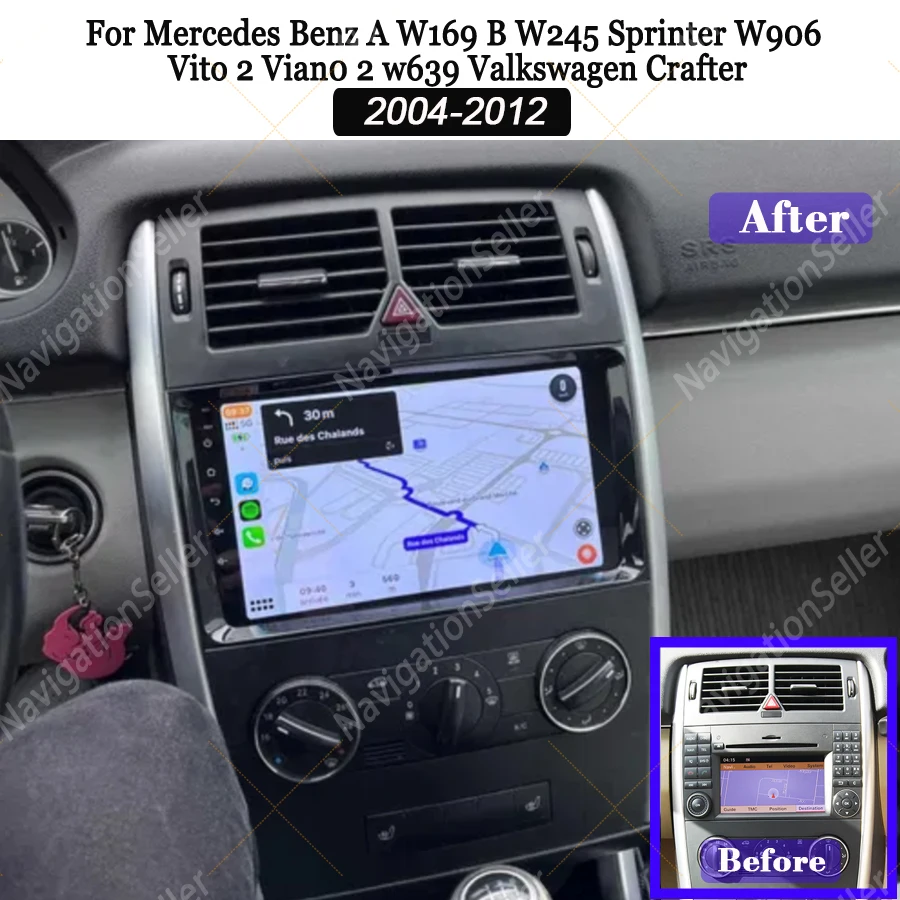 

VIGOHI Car Radio For Mercedes Sprinter Benz B200 Vito W639 Viano B Class W169 W245 W906 Multimedia Player Carplay Android Auto