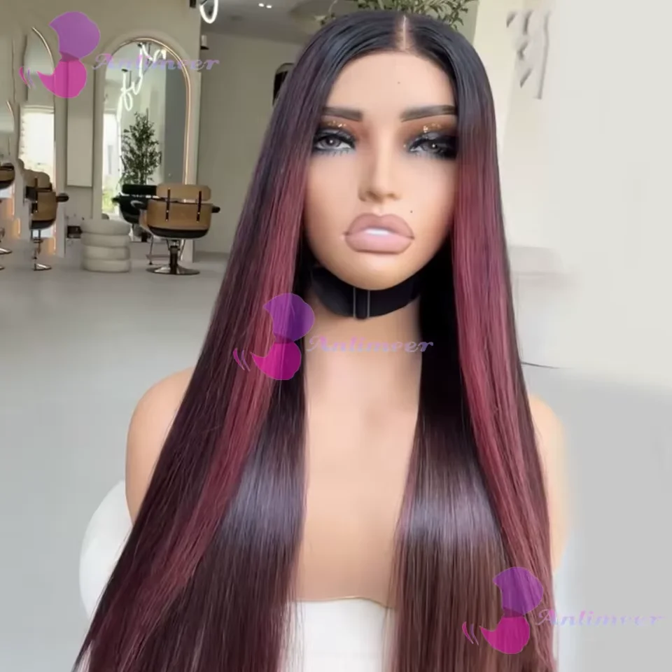 

Highlight 99J Color Straight Wigs 360 Hd Lace Front Wig Burgundy Glueless 13x4 Silk Top Lace Frontal Wigs Human Hair For Women