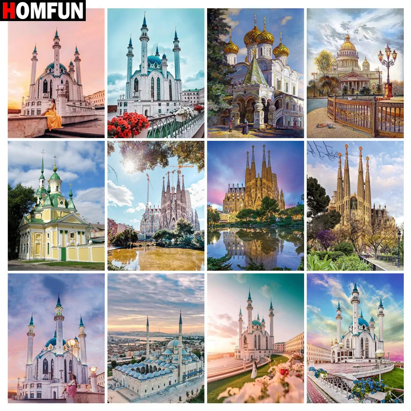 Картина для алмазной вышивки HOMFUN 3D «Строительный цветок», Набор для вышивки крестиком «сделай сам», квадратная круглая Алмазная вышивка