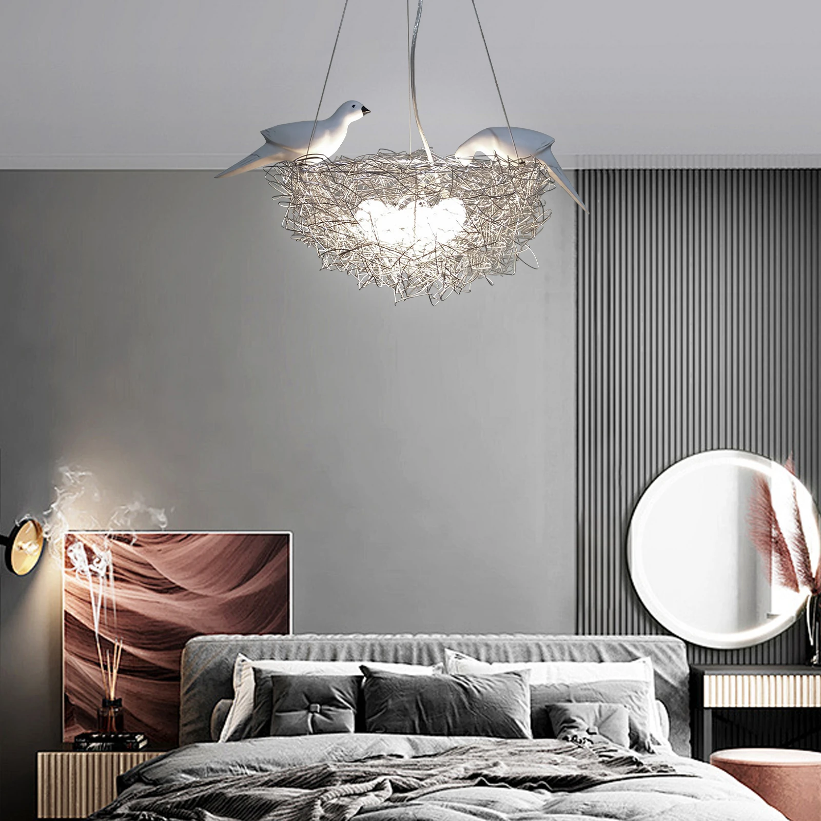 

5-Light Modern Bird's Nest Chandelier with LED Light Source (G4 Included) - Adjustable Dome Shades For Decoration, Party, New