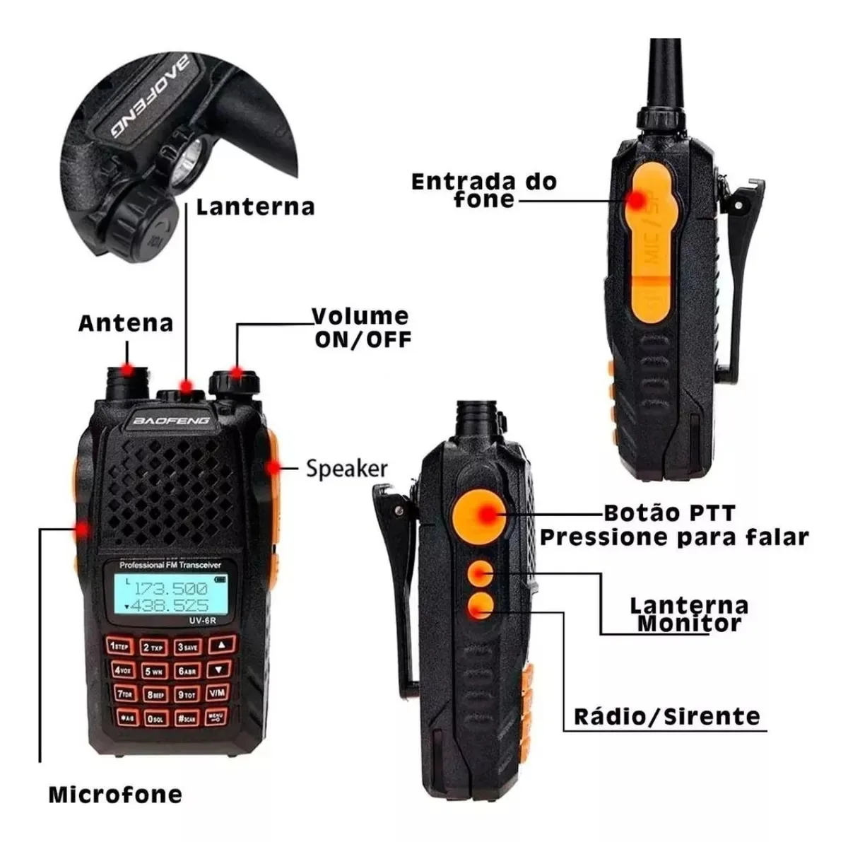 Baofeng UV-6R Ht Radio Communicator Dual Band U/VHF Fm High Frequency Communication Advanced Technology in Your Range