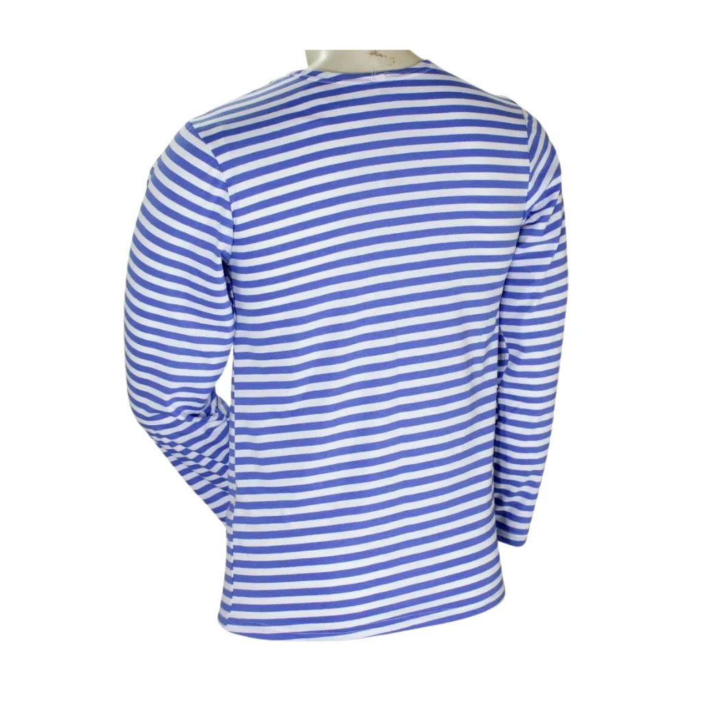 Original Russian BTK Group Airborne Troops T-Shirt Long Sleeve Shirt made of Cotton, Blue White Striped Sailor Tarkov Style Tee view 5