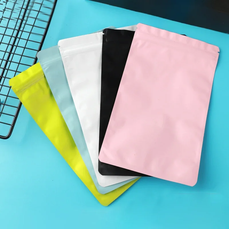50szt Matowe czarne białe różowe zgrzewane płaskie woreczki Ziplock Mylar Bag Małe plastikowe torby z zamkiem błyskawicznym z folii aluminiowej — zdjęcie 2