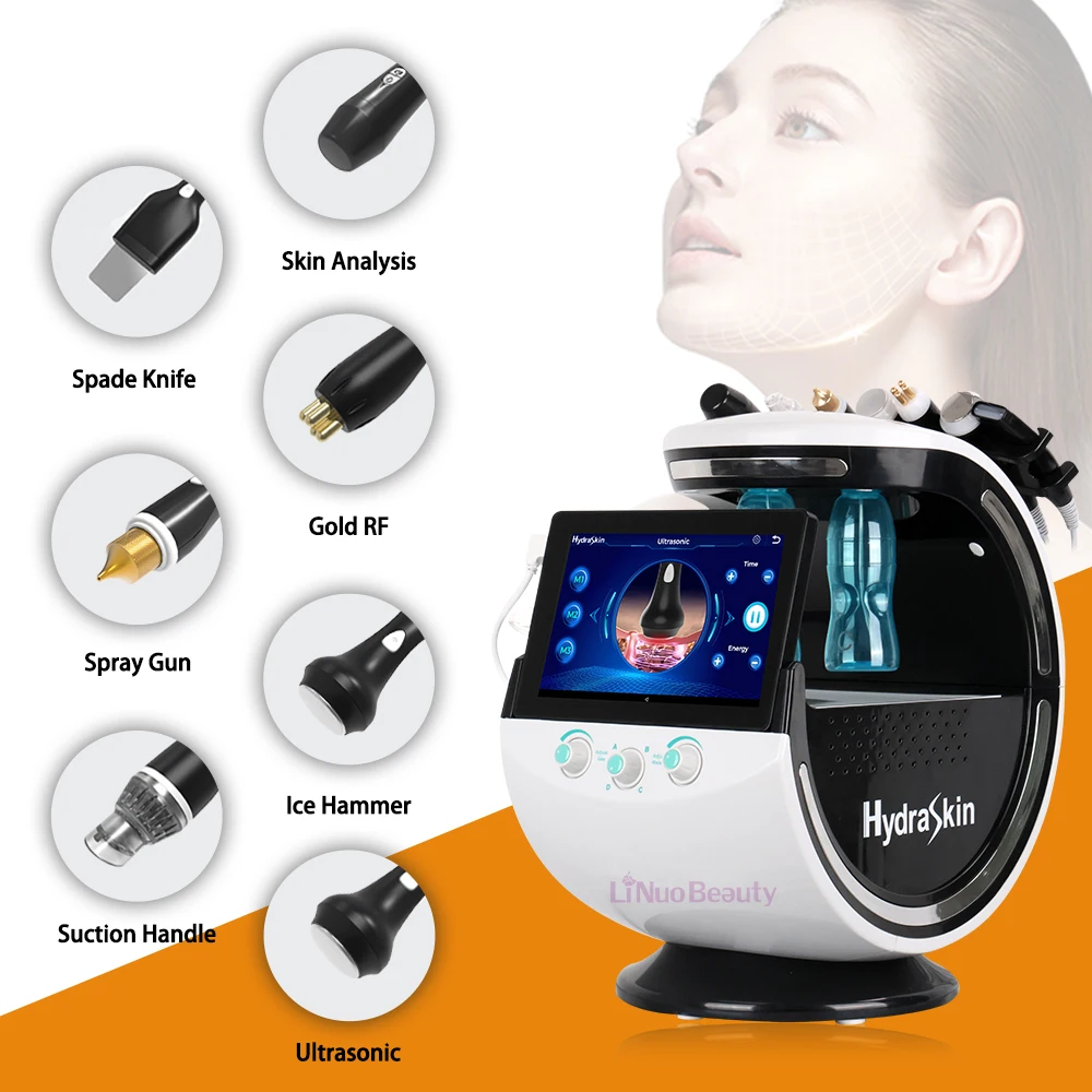 Multifunction 7in1 ice blue hydra oxygen facial machine for skin whitening hydro-dermabrasion facial machine