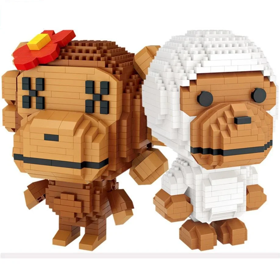 Belles figurines de dessin animé, marque de mode, bébé singe, micro bloc de diamant, modèle à assembler, jouets milo nanobricks, brique de construction pour cadeau