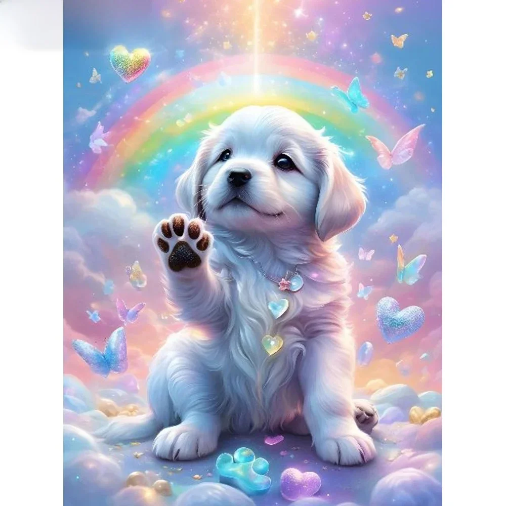 Momoart DIY Diamant Malerei Hund Tier Voll Platz Runde Mosaik Handarbeiten Stickerei Schmetterling Handwerk