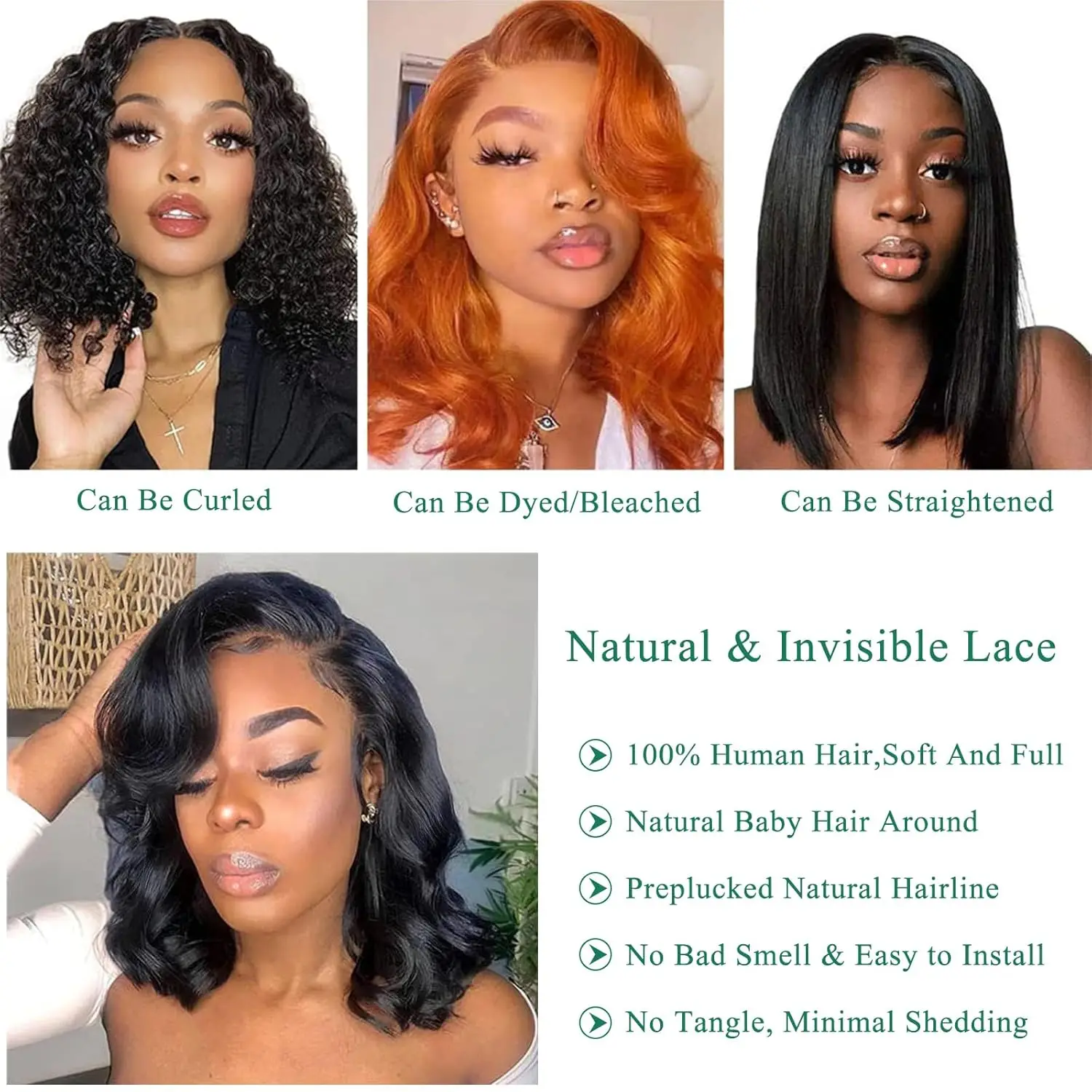 Bob Wig Human Hair 13x4 Frontal Lace Wig Body Wave HD Lace Front Wigs Human Hair Pre Plucked 99J,4/27 and natural Wigs for Women image 4