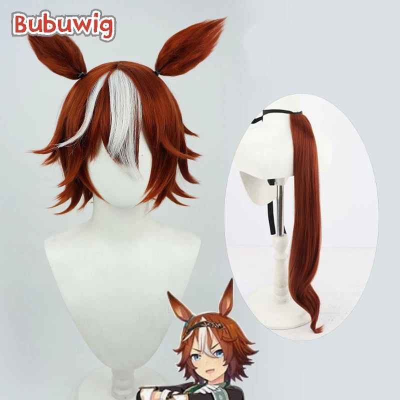

Bubuwig Synthetic Hair Bamboo Memory Cosplay Wigs Uma musume: Pretty Derby 30cm Orange Brown Mixed White Wig Heat Resistant