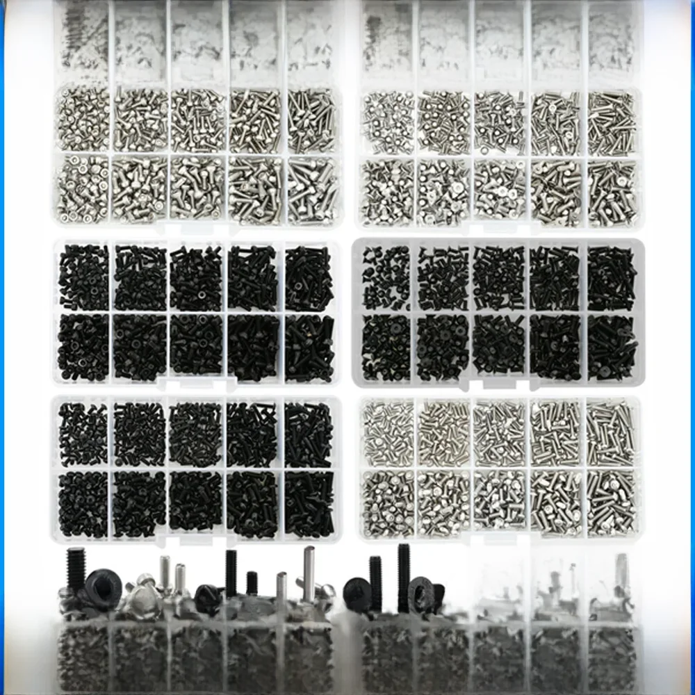 500 pièces M2 M2.5 petit Kit de boulons à vis 4mm 5mm 6mm 8mm 10mm vis électriques capuchon à six pans creux ordinateur portable PCB Allen boulons ensemble