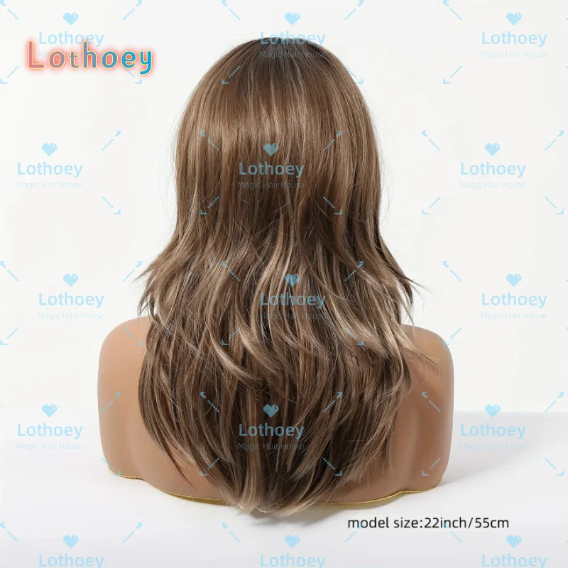 Коричневый женский парик с градиентом и челкой, предпочтительный для ежедневных путешествий, бесплатная сетка для волос для вечеринок, носимая шелковая основа для новорожденных с
