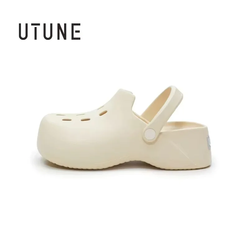 

Сандалии UTUNE женские на толстой подошве, мягкие босоножки на высоком каблуке, сланцы из ЭВА, Нескользящие, для пляжа и отдыха, летняя модель