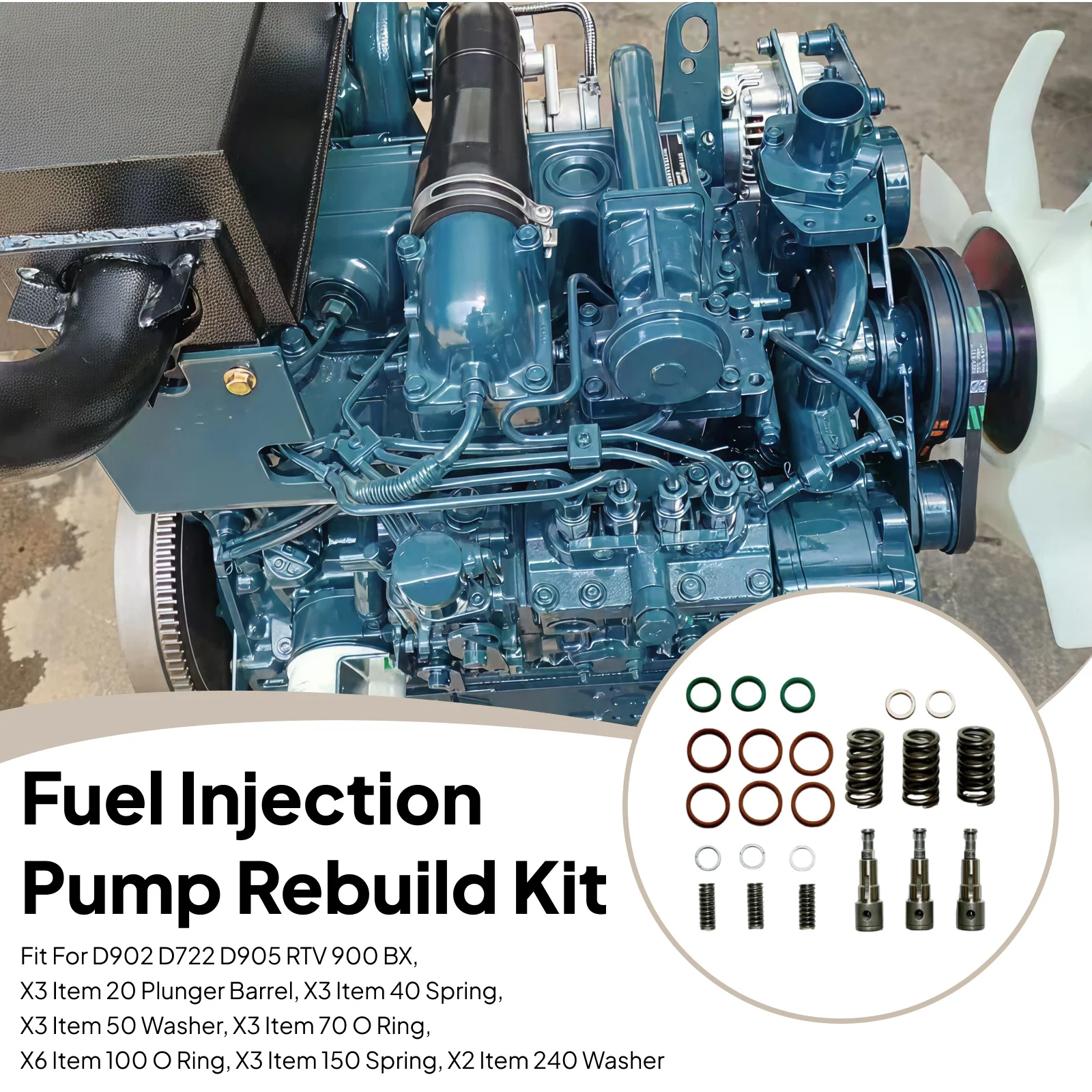 

Fuel Injection Pump Rebuild Kit Wear Resistant Replacement for D902 D722 Practical Professional Directly Replace Sturdy