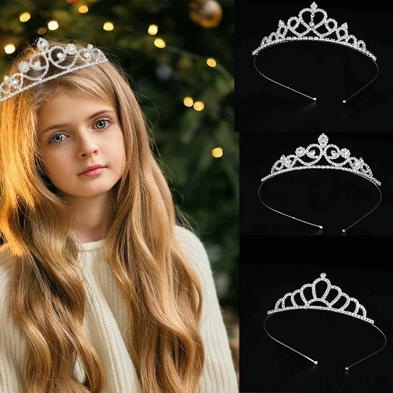 Couronne de princesse pour enfants, diadème en cristal, accessoires pour cheveux de filles, atmosphère haut de gamme, spectacle de danse, couronne cadeau d'anniversaire