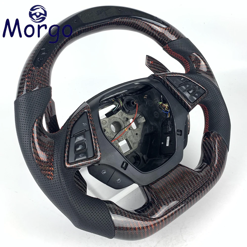 Custom LED Red Carbon Fiber Steering Wheel For Chevrolet Corvette C6 C7 C8 Steering Wheel