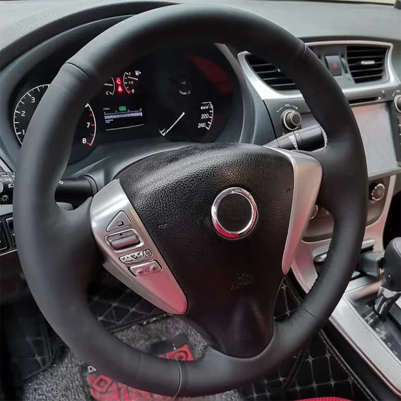Niestandardowa osłona na kierownicę samochodową w 100% pasuje do Nissan Tiida Sylphy Sentra Versa Note 2014-2017 Akcesoria do wnętrz samochodowych — zdjęcie 2
