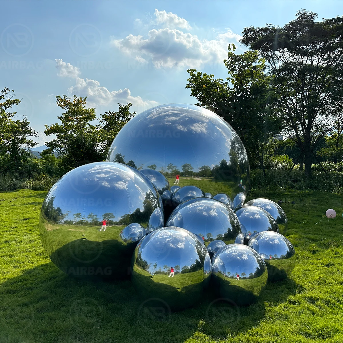 Silver Mirror Ball Inflatable Big Shiny Balls Giant Disco Party Balloon Christmas Event Decor Reflective PVC Large Mirror Sphere