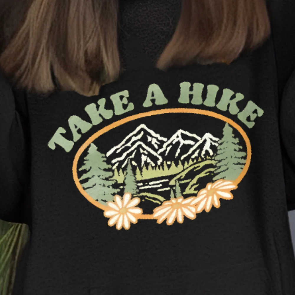 Hike Motto Hoodie Berg Grafisch Outdoor Thema Herfst Winter Casual Los Lange mouwen Unieke Trendy Naturewear Doek Tops