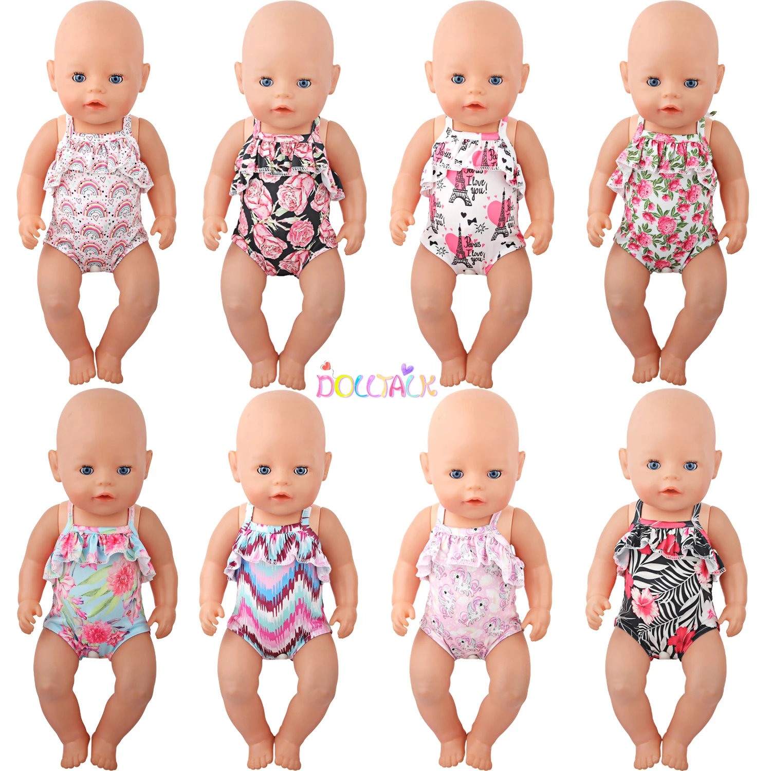 New American 18 Inch Girl Doll Suspender Swimsuit Rainbow Doll Clothes Accessories For 43cm Baby New Born&Generation Girl Doll