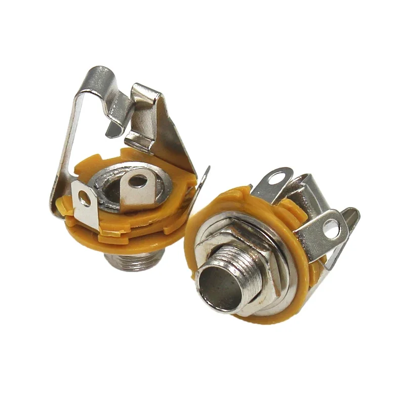 2 szt. 6,35 mm / 6,5 mm 3-biegunowa wtyczka stereo jack Audio złącze żeńskie 6,35 typ spawania gniazdo panelu mikrofonu — zdjęcie 2