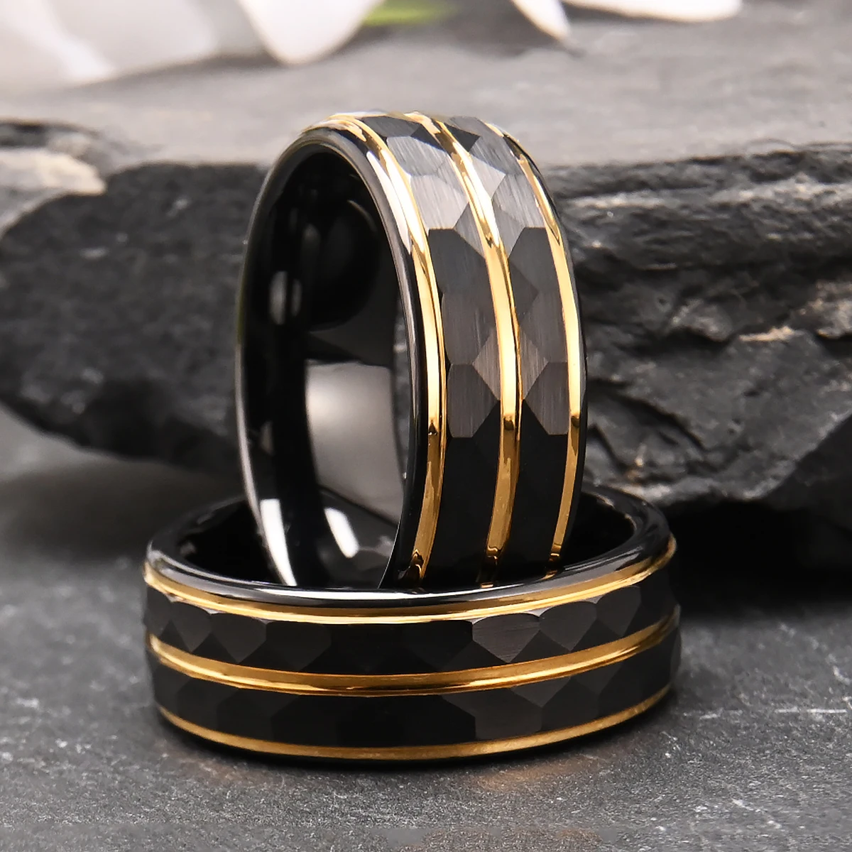 Gothic-Schmuckringe für Herren, minimalistischer schwarzer Wolframring, luxuriöser Joyeria-Punk-Schmuck, Accessoires für Herren, Mode, Aneis – Detail 8