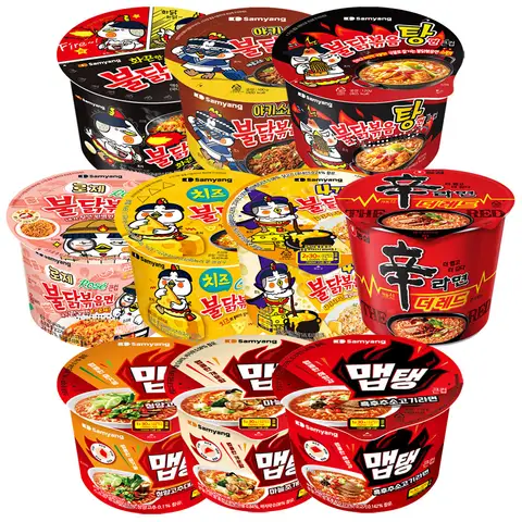 매운 큰컵라면 세트(불닭+야키소바불닭+불닭볶음탕+로제불닭+치즈불닭+4가지치즈불닭+맵탱3종+신라면더레드