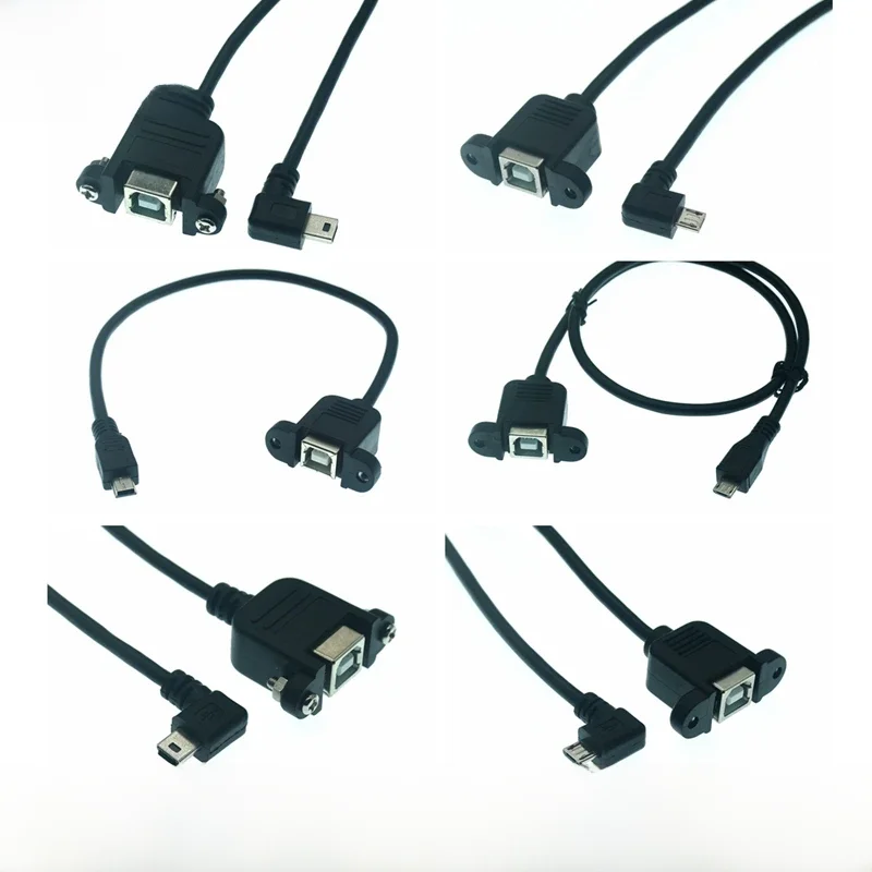 Nowe USB 2.0 B żeńskie gniazdo drukarka, skaner, montowany w panelu na USB Mini Micro B 5-pin 90 stopni męski kabel najlepsza jakość 30cm 50cm — zdjęcie produktu 7