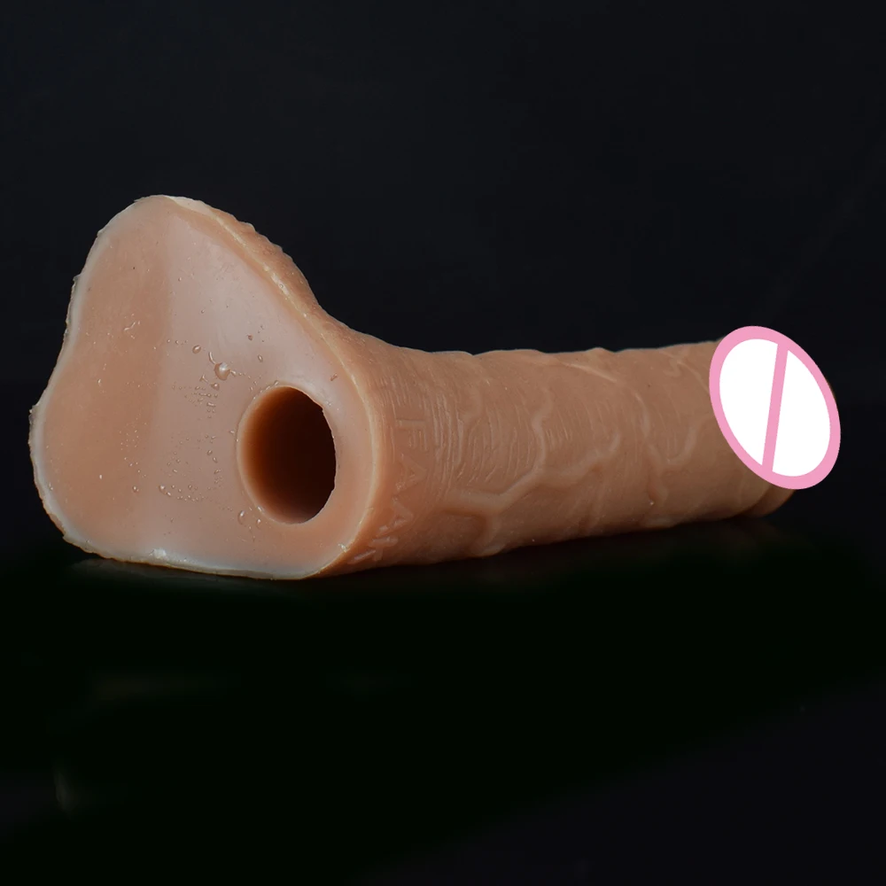 FAAK ผู้ชายแหวนอวัยวะเพศชาย Dick Extender แขน Erection Glans Cover ขยายเซ็กซ์ทอยสำหรับชายสวมใส่ Hollow Dildo กับกางเกง