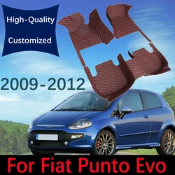 Custom Leather Car Floor Mats For Fiat Punto Evo 2009 2010 2011 2012 3door Automobile Carpet Rugs Foot Pads Interior Accessories