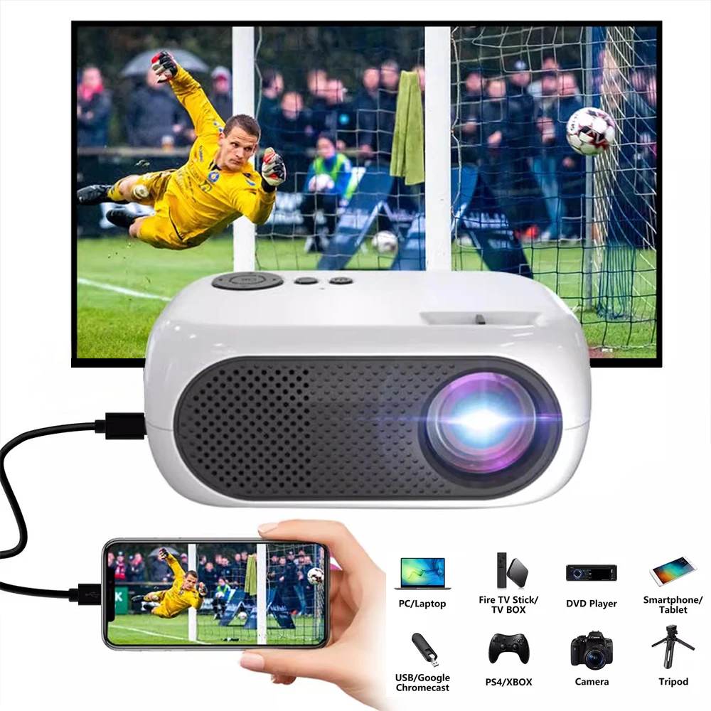 Portable Mini Projector, Compact LED Projector With Speaker, USB Powered, Remote Control  for Outdoor Camping/Home/Office Use