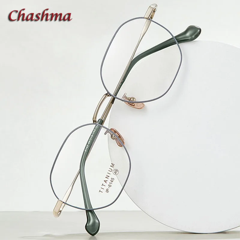 

Chashma Men Pure Titanium Polygon Shape Prescription Glasses Frame Elegant Optical Lightweight Women Light Eyewear Spectacles