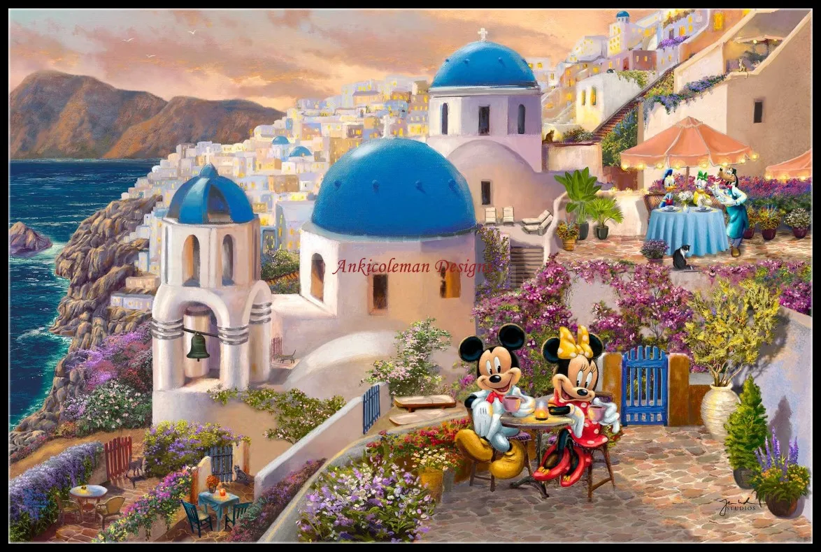 In Santorini - Counted Cross Stitch Kits - DIY Handmade Needlework Embroidery 14 CT Aida Sets DMC Color