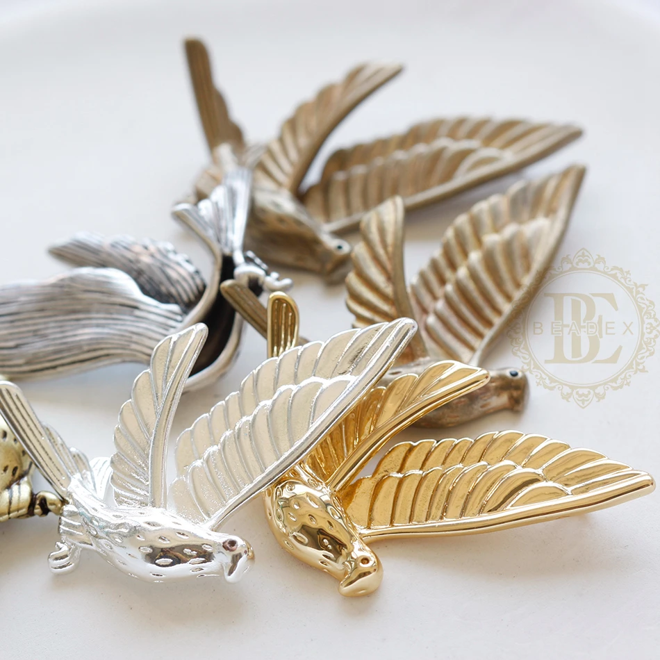 One Piece Solid Brass Bird Charm - 33x29mm (4880C)