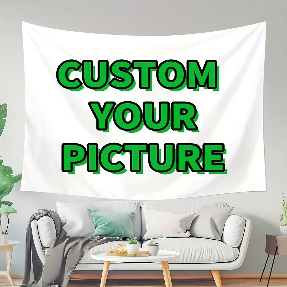 1 Custom Photo Banner Tapestry - Personalized Bedroom Decor, Polyester Fabric, Horizontal Home Backdrop