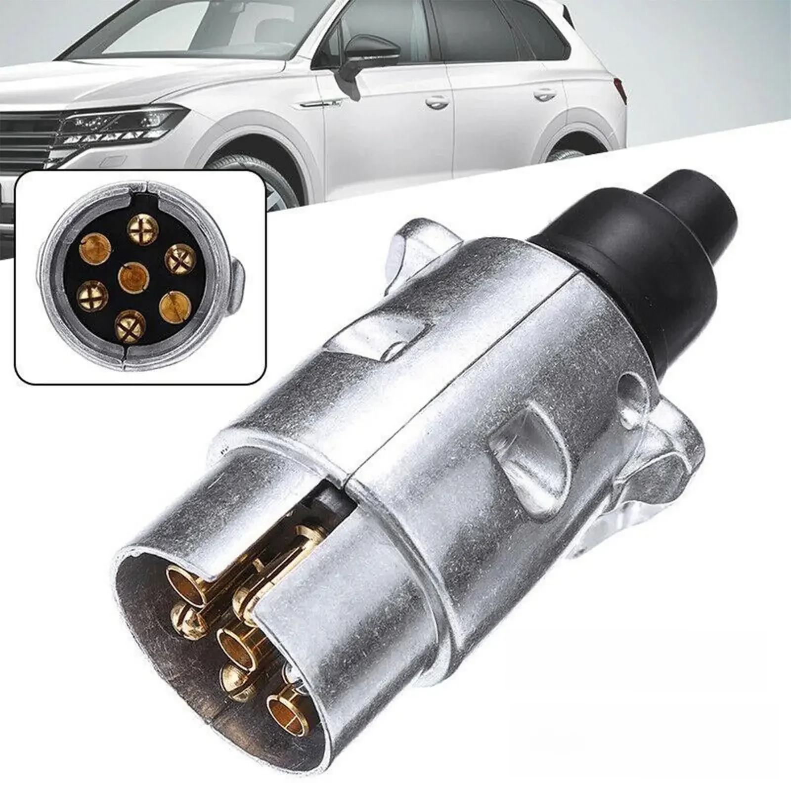 7-pinowa wtyczka do przyczepy ciężarówka ze stopu aluminium holowanie elektryka złącze 12V zamiennik dla ciężarówki RV wtyczka EU nowość — zdjęcie 2