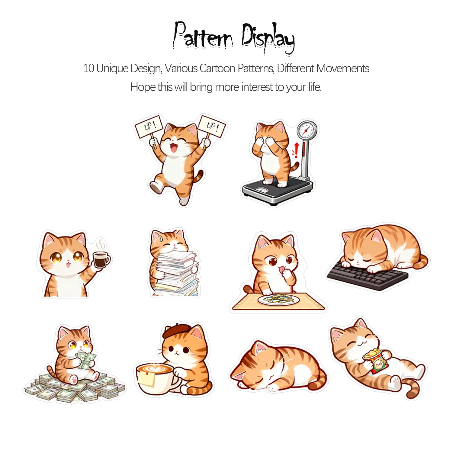 1 لفة (500 قطعة) الكرتون العمل القطط غير النظامية ملصق 2.5 سنتيمتر/1.0 ''10 تصاميم الشارات الفن تزين ختم تسميات تغليف الهدايا