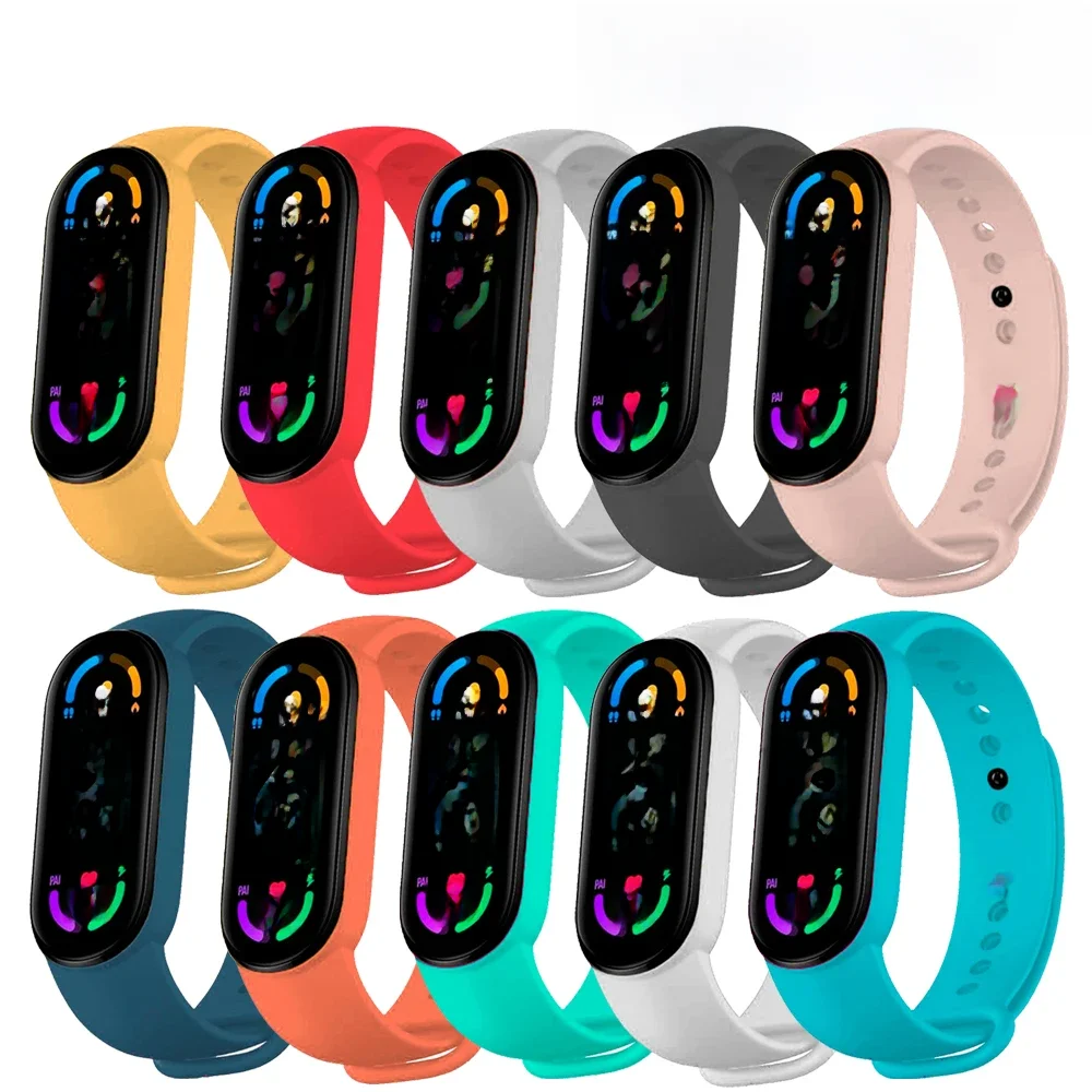 Pulseira mi banda 5 e mi banda 6 compatível com smartband xiaomi correias colorido silicone flexível