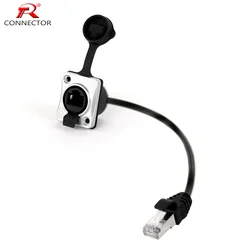 1pc STP RJ45 CAT5 Waterproof Female Panel Mount Socket to RJ45 Male 8P8C Plug Shielded Ethernet Network Adapter Extension Cable