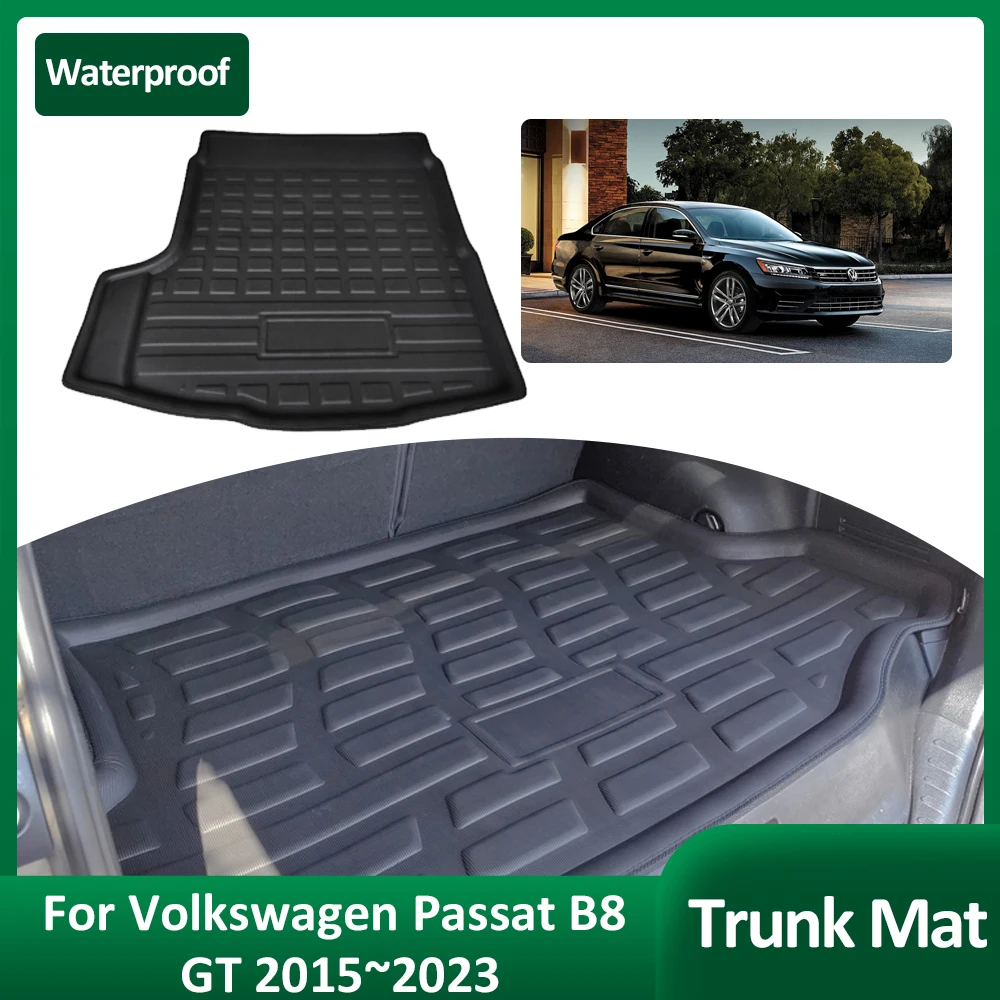 Car Trunk Mat For Volkswagen VW Passat B8 GT 2015~2023 2016 2017 Luggage Tray Waterproof Cargo Boot Pad Liner Cover Accessorie