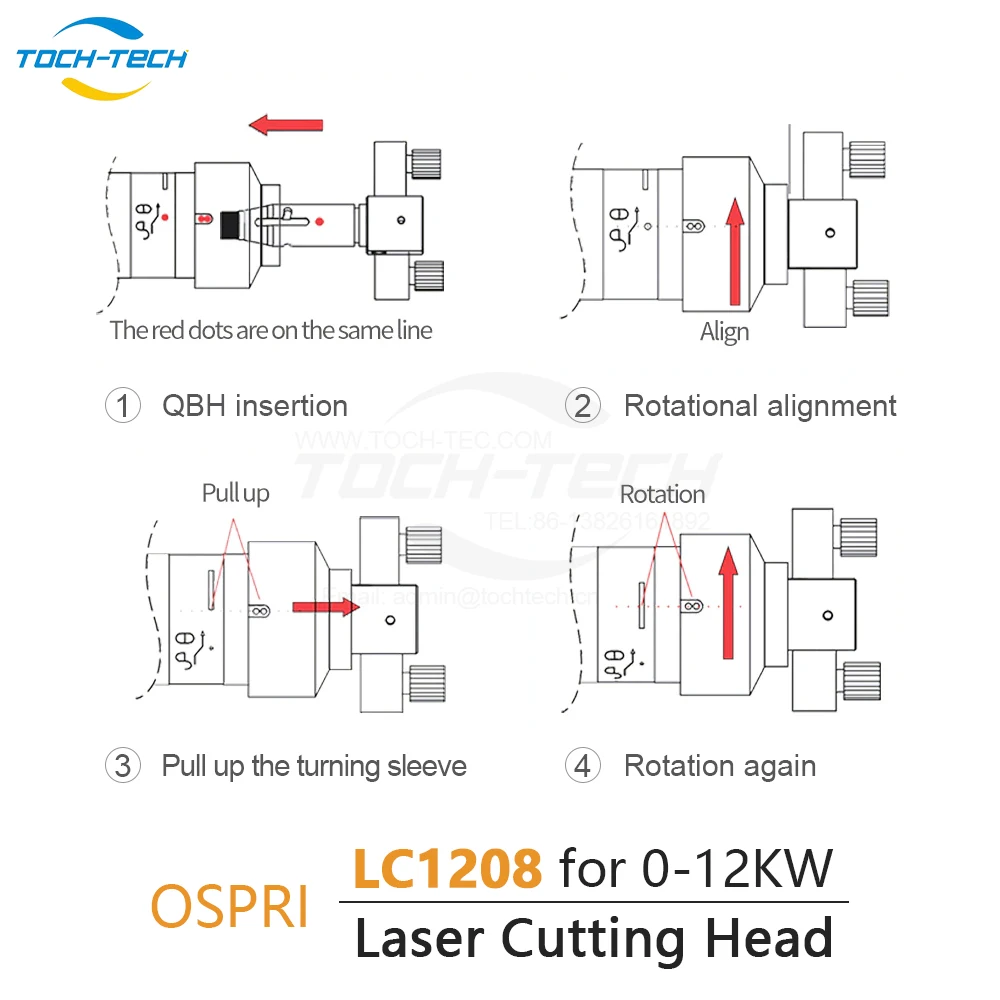 Kepala pemotong fokus otomatis 0-12kW QBH OSPRI LC1208 kepala pemotong serat Laser untuk pemotongan Laser