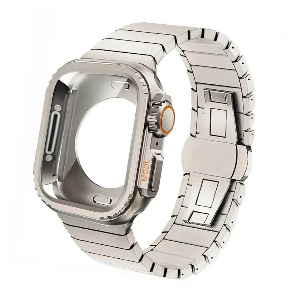 Kast + band voor Apple Watch Band 10 42 46 mm Ultra 2 49 mm 9 8 7 6 SE 5 Stalen metalen beschermhoes Upgrade Iwatch 49 mm 45 mm 44 mm - afbeelding 2