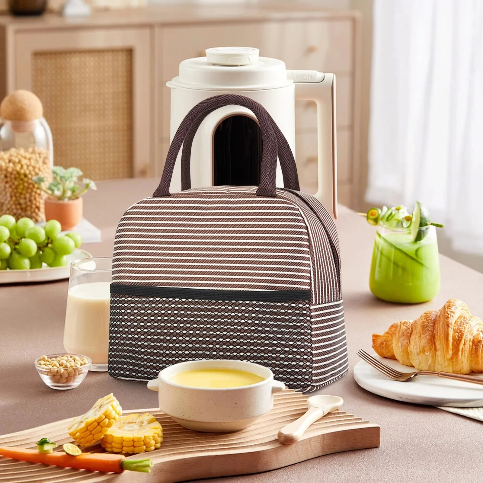 Sac à déjeuner Portable étanche, boîte à déjeuner isolée thermique, pochette à Bento, sac isolant pour dîner, sac à déjeuner épais et mignon pour étudiant