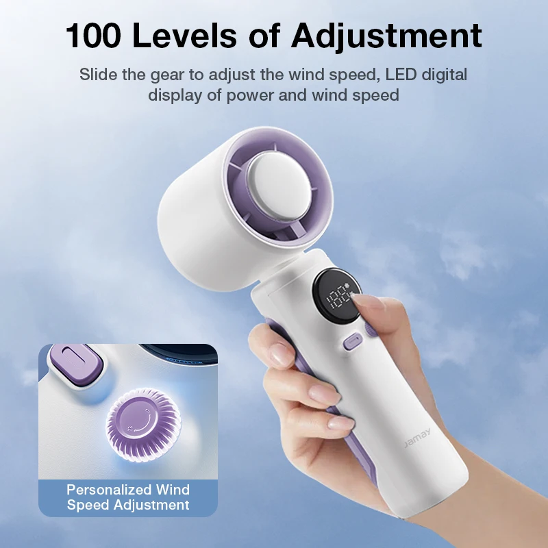 KHwatch Ventilatore turbo portatile portatile 100 velocità regolabile 0,5 SlIce Sensazione Raffreddamento rapido Ventola di ricarica USB portatile 6000mAh FS930