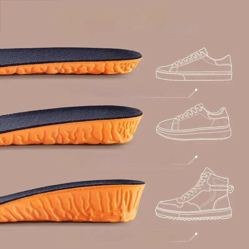 Semelles orthopédiques pour augmenter la hauteur, pour femmes et hommes, invisibles, en mousse à mémoire de forme, pour chaussures, respirantes, soins des pieds, 1.5-3.5cm