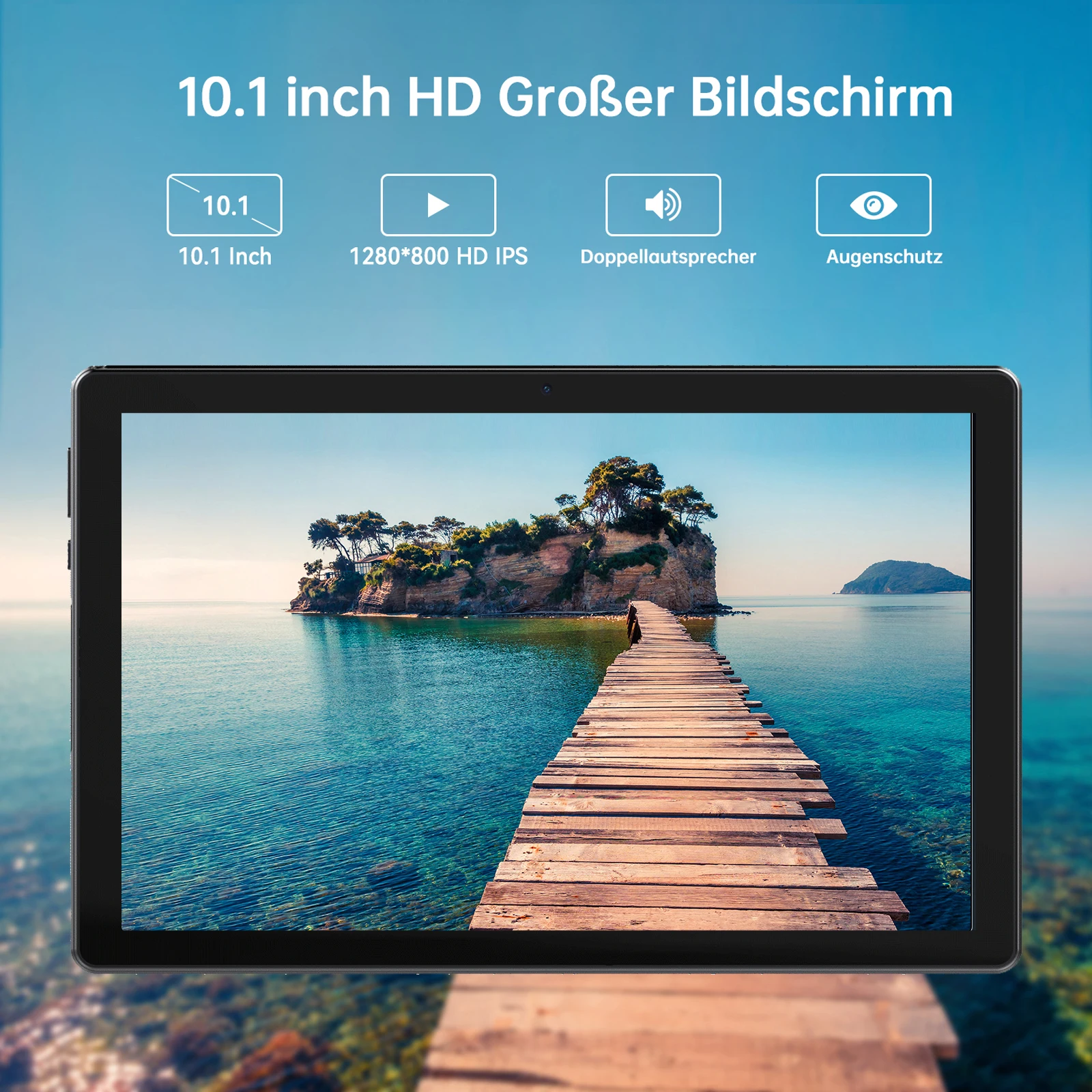Tablet Android 14 da 10 pollici, A523 Octa Core, 8 GB di RAM + 64 GB di ROM (TF 1 TB), 5000 mAh, sbloccato volto, nero+ set tastiera e mouse, nero