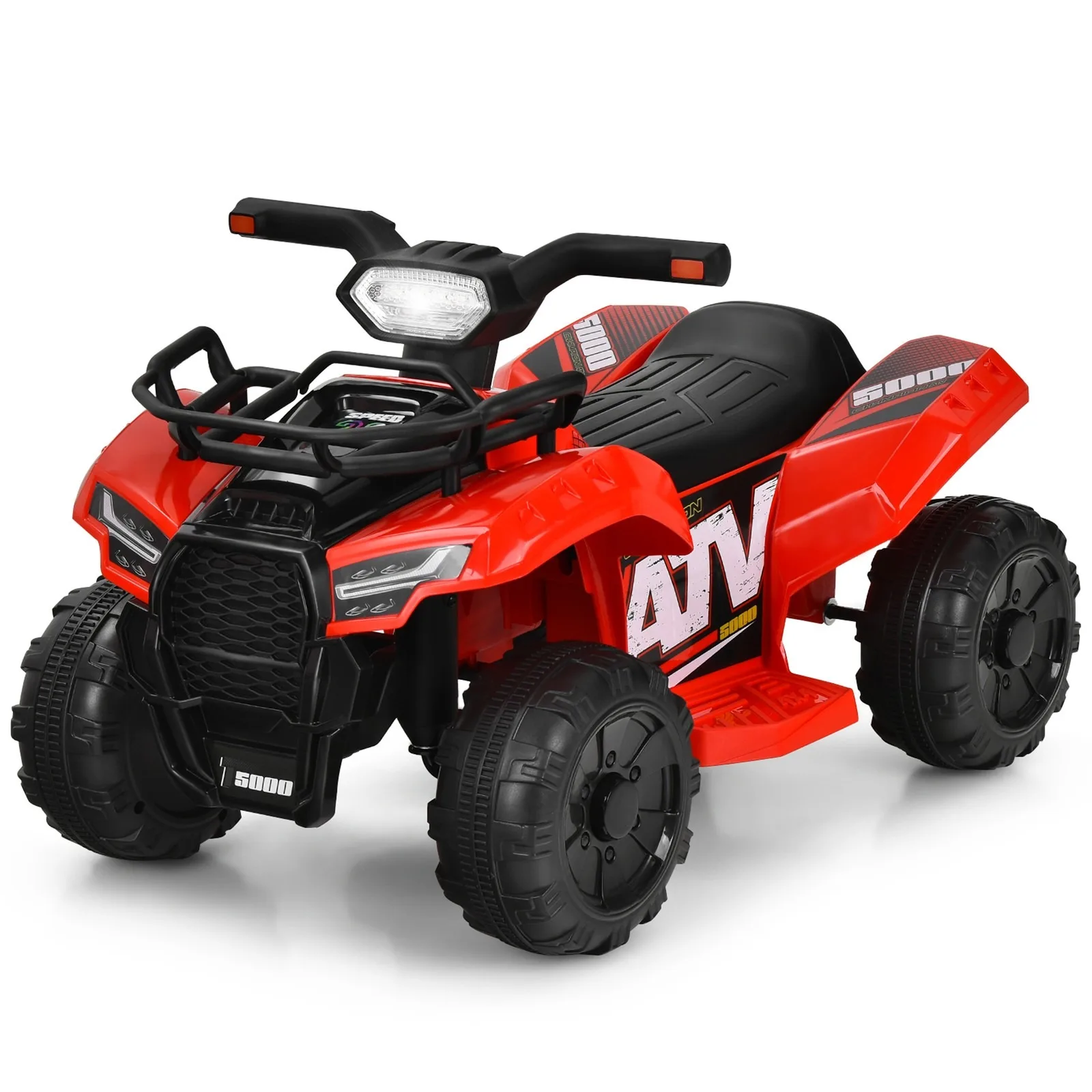 

6V 4 Wheels ATV Quad Ride On Car Kids Ride-On Toy w/ Music Horn LED Light Red