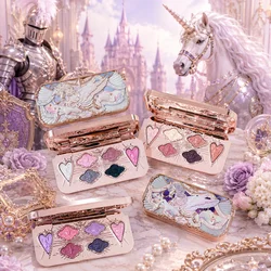 Flower Knows Knight Unicorn 6 Color Satin Eyeshadow Palette Shimmer Matte Long Lasting High Pigment Fairycore Dreamy Makeup